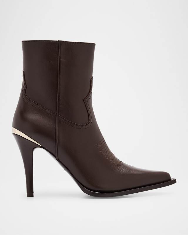 Nancy Leather Western Stiletto Booties